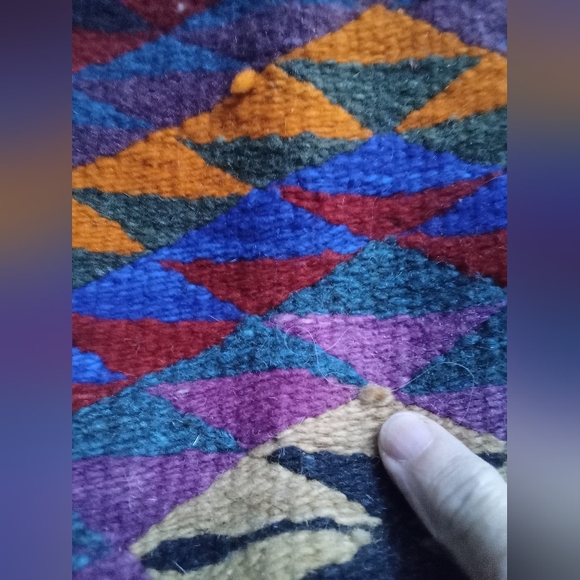 Colorful Wool Woven Rug Southwest Aztec 57”x 26” This colorful and unique rug - Picture 1 of 13